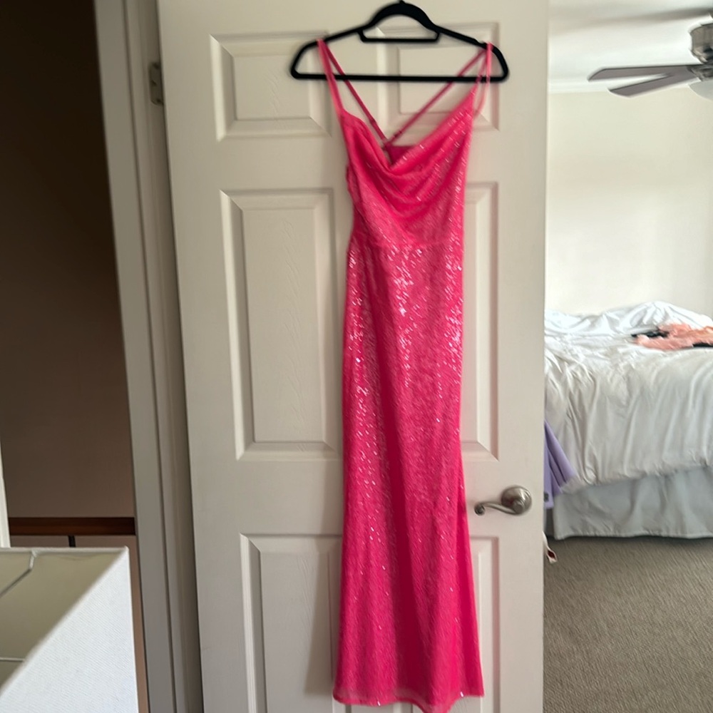 Hot pink sequin dress